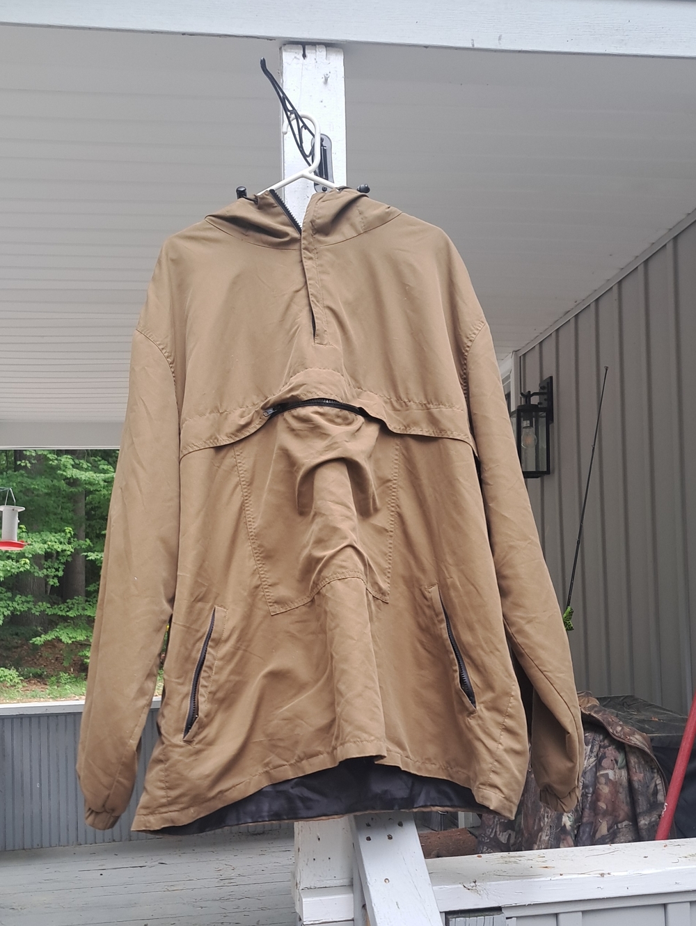 Men's Tan Military-Style Hooded Anorak